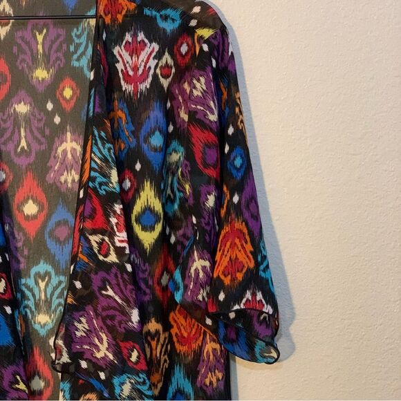 LULAROE Kimono Women Large Colorful Open Waterfall Short Sleeve Longline. - Picture 4 of 11